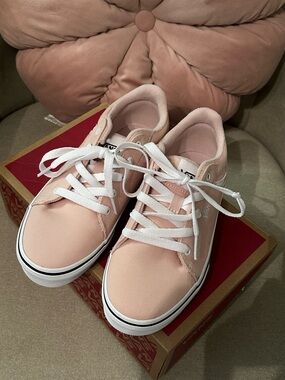 Vans Pink Canvas Low-Top Sneakers with White Laces